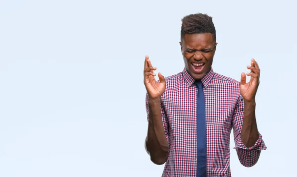 Jovem Homem Negócios Afro Americano Sobre Fundo Isolado Celebrando Louco — Fotografia de Stock