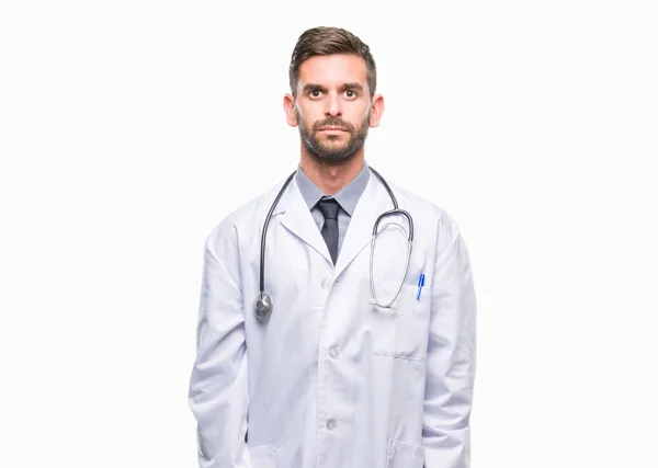 Young Handsome Doctor Man Isolated Background Serious Expression Face Simple — Stock Photo, Image