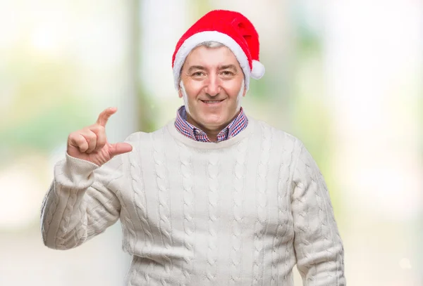 Bonito Homem Sênior Vestindo Chapéu Natal Sobre Fundo Isolado Sorrindo — Fotografia de Stock