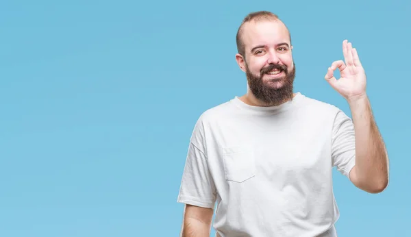 Homem Jovem Hipster Caucasiano Vestindo Shirt Casual Sobre Fundo Isolado — Fotografia de Stock