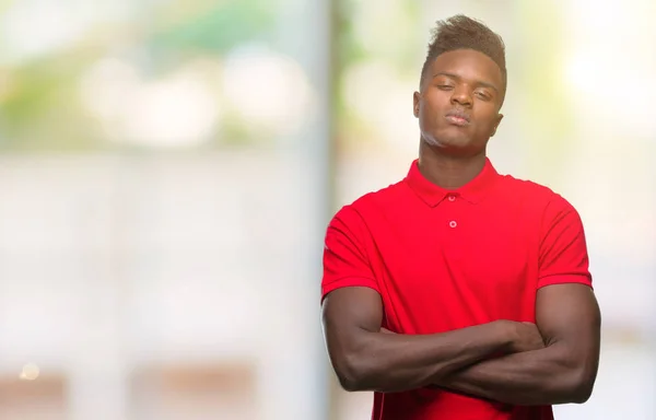 Молодой Африканский Американец Изолированном Фоне Скептик Нервный Неодобрительное Выражение Лица — стоковое фото