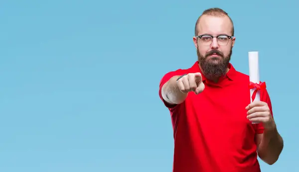 Jonge Hipster Man Dragen Bril Bedrijf Mate Geïsoleerde Achtergrond Met — Stockfoto