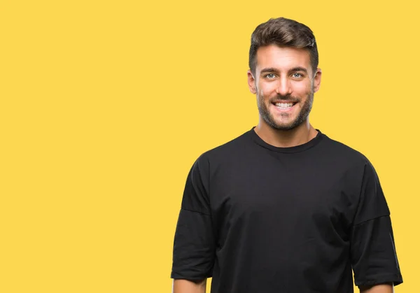 Joven Hombre Guapo Sobre Fondo Aislado Con Una Sonrisa Feliz —  Fotos de Stock