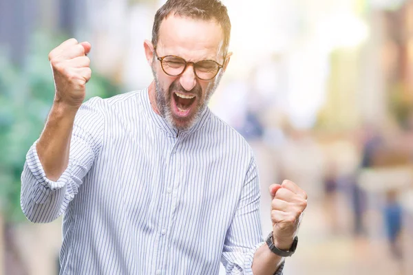 Middelbare Leeftijd Hoary Senior Man Dragen Van Bril Geïsoleerde Achtergrond — Stockfoto