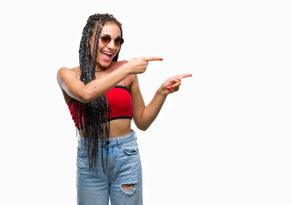 Cabelo Trançado Jovem Afro Americano Com Marca Nascimento Vestindo Óculos — Fotografia de Stock