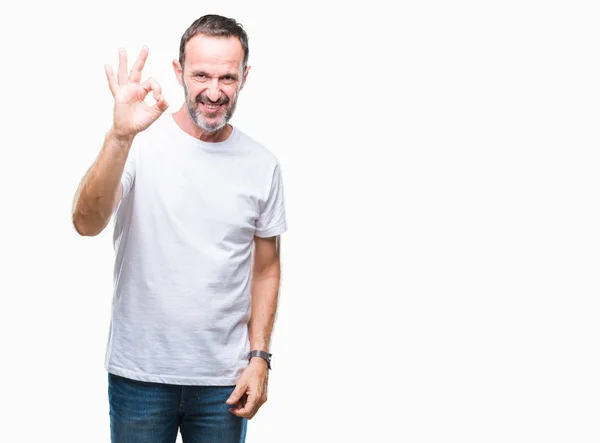 Edad Media Hoary Hombre Mayor Con Camiseta Blanca Sobre Fondo —  Fotos de Stock