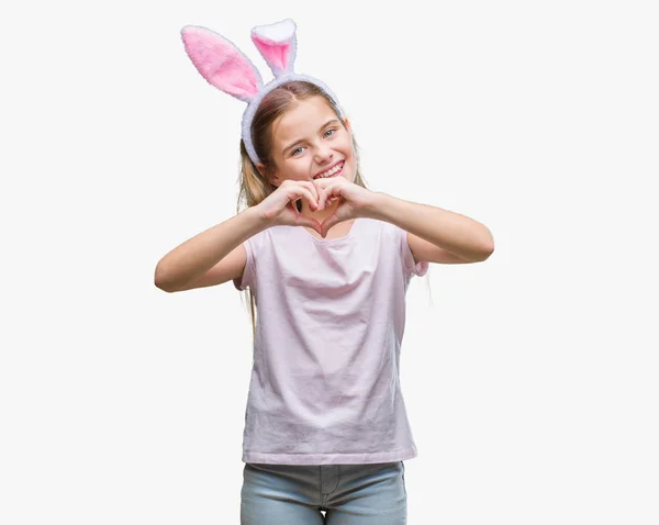 Young Beautiful Girl Wearing Easter Bunny Ears Isolated Background Smiling — Stock Photo, Image