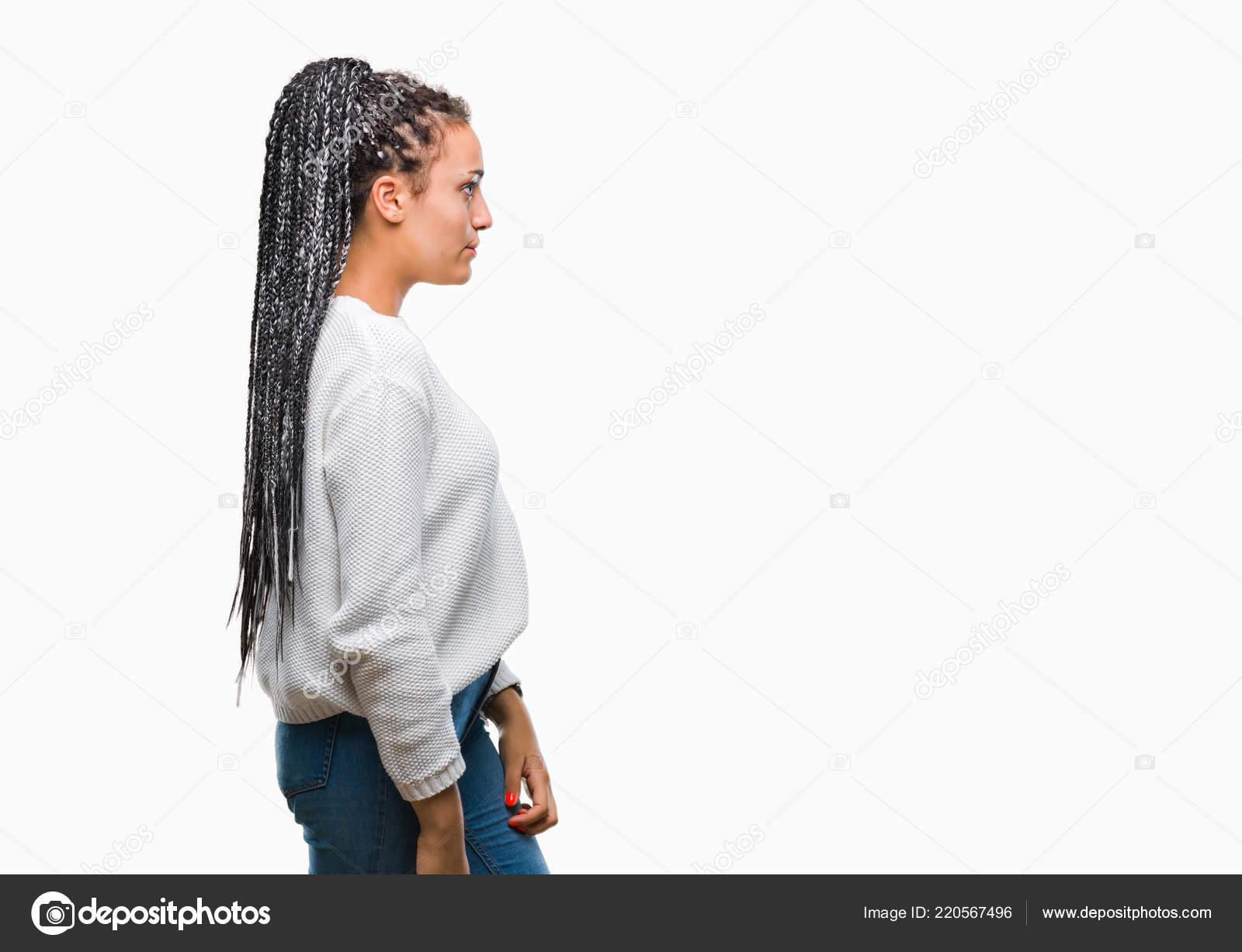 Young Braided Hair African American Girl Wearing Winter Sweater