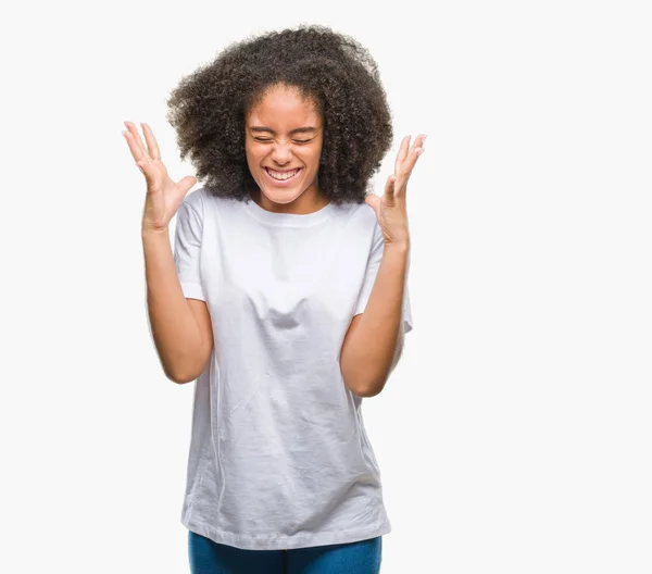 Jovem Afro Americana Sobre Fundo Isolado Celebrando Louco Louco Para — Fotografia de Stock