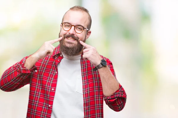 Jeune Homme Hipster Caucasien Portant Des Lunettes Sur Fond Isolé — Photo