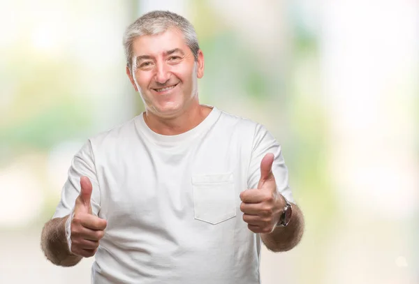 Handsome Senior Man Isolated Background Approving Doing Positive Gesture Hand — Stock Photo, Image