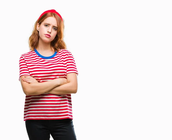 Young Beautiful Woman Isolated Background Skeptic Nervous Disapproving Expression Face — Stock Photo, Image