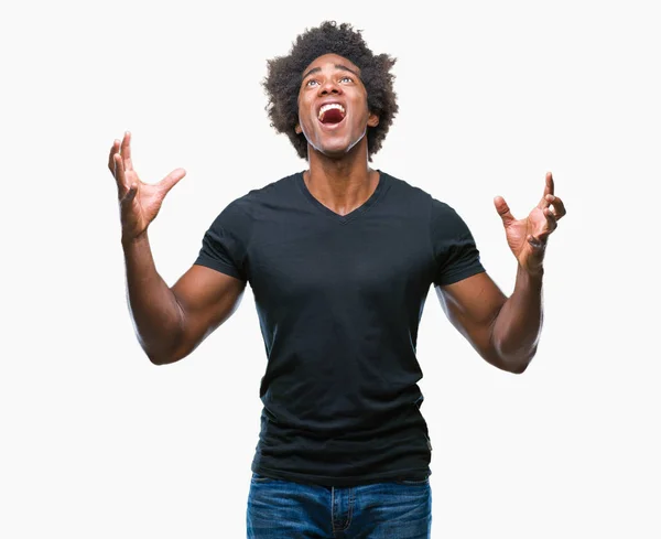 Afro Amerikaanse Man Geïsoleerde Achtergrond Gekke Gekke Schreeuwen Schreeuwen Met — Stockfoto