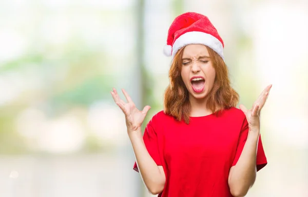 Young Beautiful Woman Isolated Background Wearing Christmas Hat Celebrating Mad — Stock Photo, Image