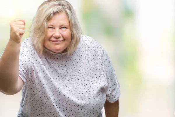 Senior Size Kaukasische Frau Über Isolierten Hintergrund Wütend Und Wütend — Stockfoto