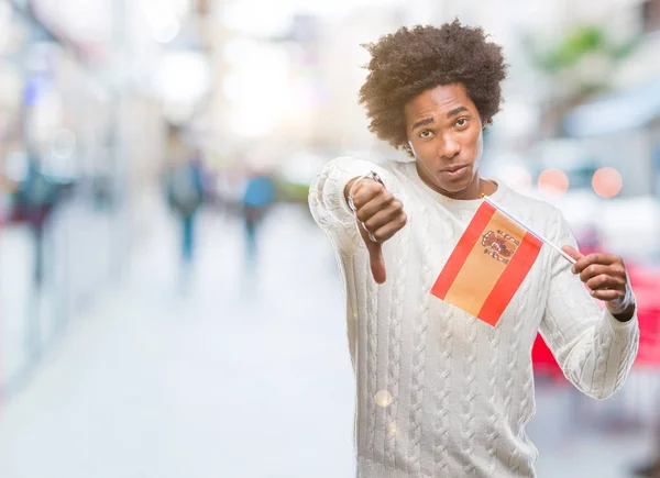 Vlag Van Afro Amerikaanse Man Van Spanje Geïsoleerde Achtergrond Met — Stockfoto