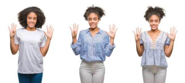 Colagem Mulher Afro Americana Sobre Fundo Isolado Mostrando Apontando Para — Fotografia de Stock