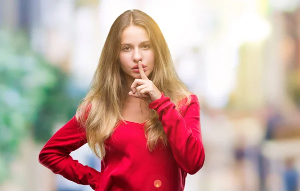 Junge Schöne Blonde Frau Trägt Roten Pullover Über Isoliertem Hintergrund — Stockfoto