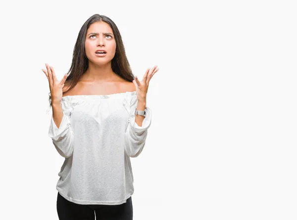 Young Beautiful Arab Woman Isolated Background Crazy Mad Shouting Yelling — Stock Photo, Image