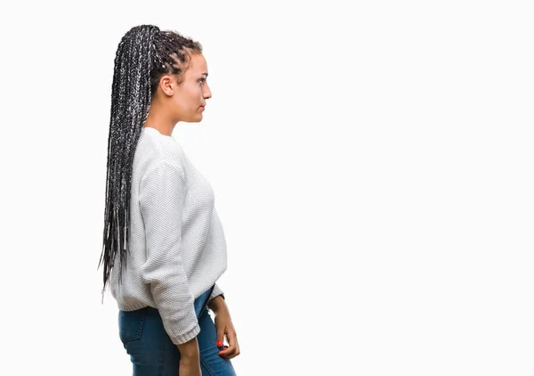 Young Gevlochten Hair Afrikaans Amerikaans Meisje Winter Trui Dragen Geïsoleerde — Stockfoto