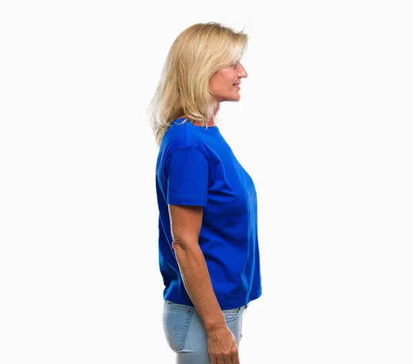 Middle Age Blonde Woman Isolated Background Looking Side Relax Profile — Stock Photo, Image