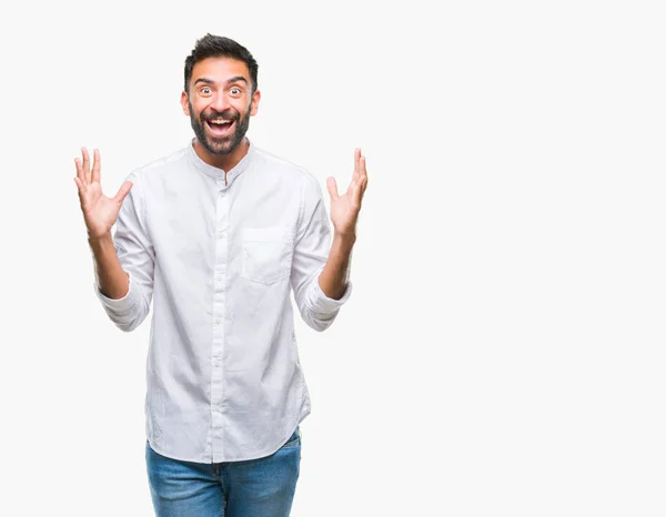 Hombre Hispano Adulto Sobre Fondo Aislado Celebrando Loco Sorprendido Por — Foto de Stock