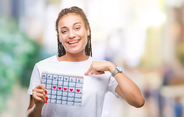 Young Gevlochten Hair Afrikaans Amerikaans Meisje Houdt Van Menstruatie Kalender — Stockfoto