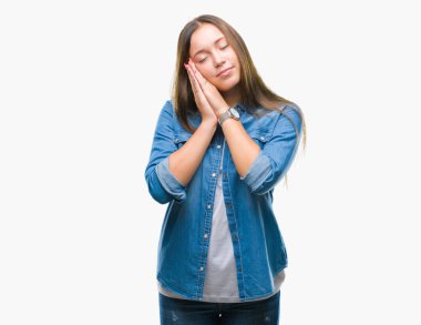 Uyku izole arka plan üzerinde beyaz güzel kadın 