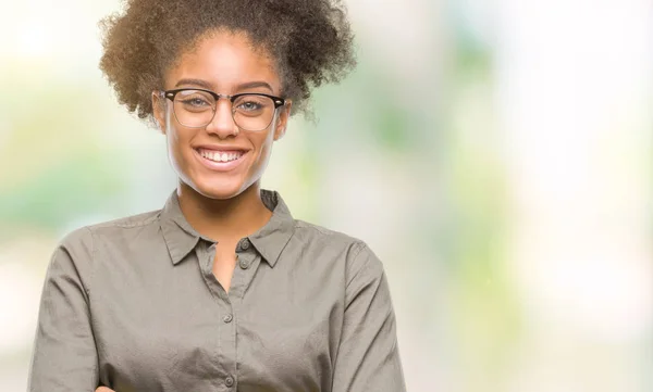 Unga Afro Amerikansk Kvinna Som Bär Glasögon Över Isolerade Bakgrund — Stockfoto