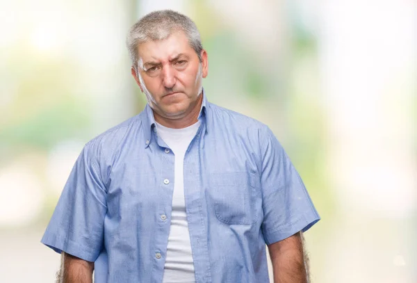 Handsome Senior Man Isolated Background Depressed Worry Distress Crying Angry — Stock Photo, Image