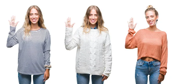 Jonge Mooie Jonge Vrouw Dragen Casual Kijken Witte Geïsoleerde Achtergrond — Stockfoto