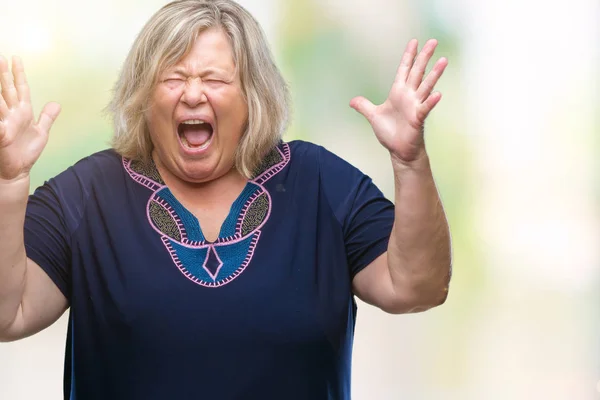Senior Size Kaukasierin Mit Isoliertem Hintergrund Feiert Verrückt Und Erstaunt — Stockfoto