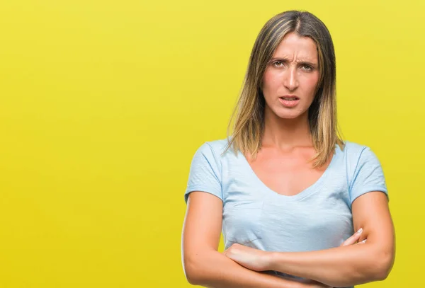 Giovane Bella Donna Sfondo Isolato Scettico Nervoso Espressione Disapprovazione Sul — Foto Stock