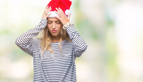 Hermosa Mujer Rubia Joven Con Sombrero Navidad Sobre Fondo Aislado —  Fotos de Stock