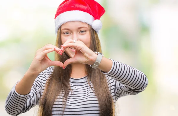 Junge Schöne Kaukasische Frau Mit Weihnachtsmütze Über Isoliertem Hintergrund Die — Stockfoto