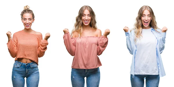 Jonge Mooie Jonge Vrouw Dragen Casual Look Het Vieren Van — Stockfoto