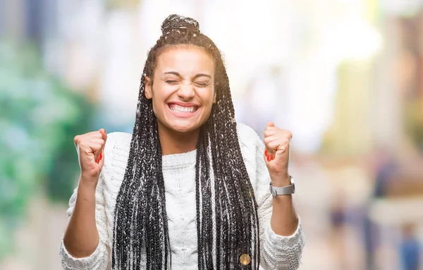 Jeune Fille Afro Américaine Cheveux Tressés Portant Pull Sur Fond — Photo