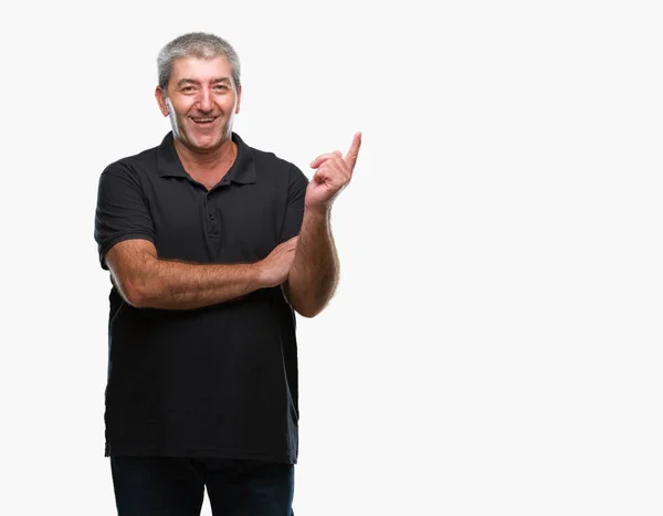 Hombre Mayor Guapo Sobre Fondo Aislado Con Una Gran Sonrisa — Foto de Stock