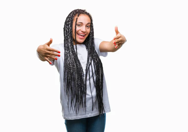 Молодий Плетені Афроамериканців Волосся Дівчина Над Ізольованих Фону Дивлячись Камеру — стокове фото