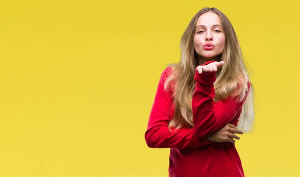 Junge Schöne Blonde Frau Trägt Roten Pullover Über Isoliertem Hintergrund — Stockfoto