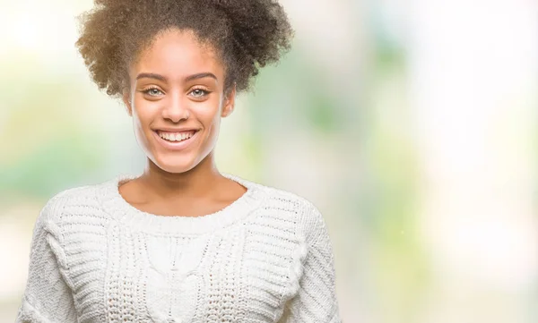 Jonge Afro Amerikaanse Vrouw Winter Trui Dragen Geïsoleerde Achtergrond Met — Stockfoto