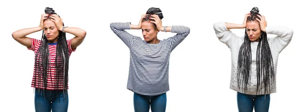 Çünkü Çaresiz Stresli Baş Ağrısı Acı Izole Arka Plan Güzel — Stok fotoğraf