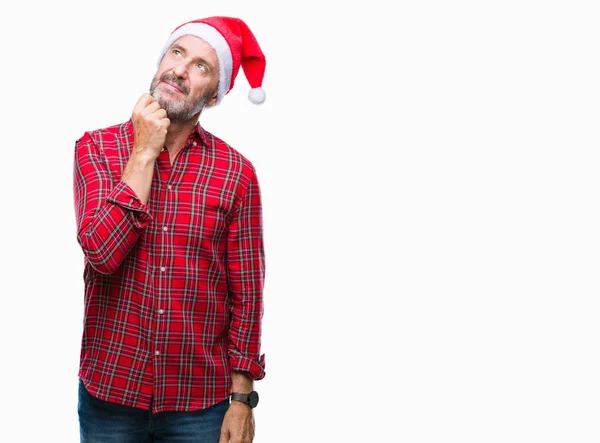 Hombre Mayor Alzado Mediana Edad Con Sombrero Navidad Sobre Fondo — Foto de Stock