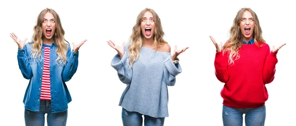 Young Beautiful Young Woman White Isolated Background Crazy Mad Shouting — Stock Photo, Image