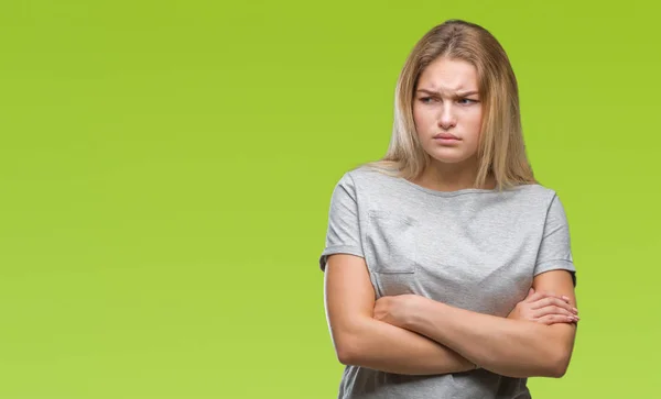 Junge Kaukasische Frau Mit Isoliertem Hintergrund Skeptisch Und Nervös Missbilligender — Stockfoto