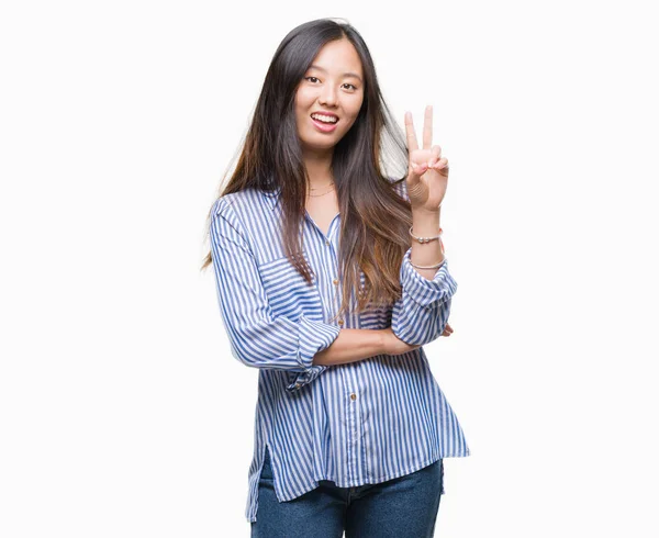 Junge Asiatische Frau Über Isoliertem Hintergrund Die Mit Glücklichem Gesicht — Stockfoto
