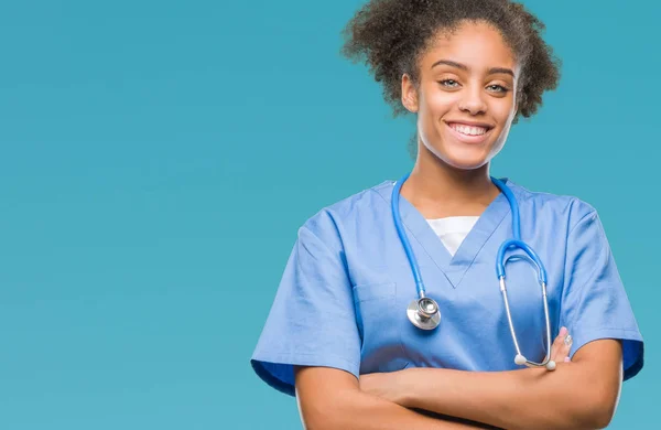 Young Afro American Doctor Woman Isolated Background Happy Face Smiling — Stock Photo, Image