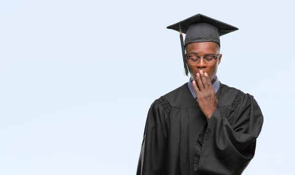 Junge Graduierte Afrikanisch Amerikanische Mann Über Isolierten Hintergrund Gelangweilt Gähnende — Stockfoto