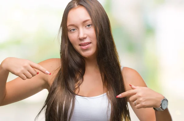 Young Caucasian Beautiful Woman Isolated Background Looking Confident Smile — Stock Photo, Image