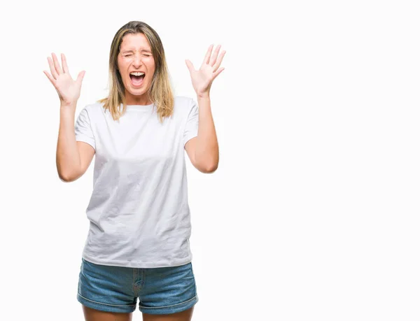 Jovem Bela Mulher Sobre Fundo Isolado Celebrando Louco Louco Para — Fotografia de Stock